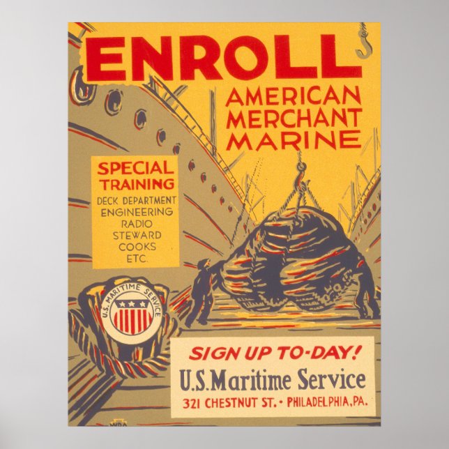 Poster Service maritime américain (Devant)
