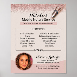Poster Service Nota Mobile Rose moderne Parties scintilla