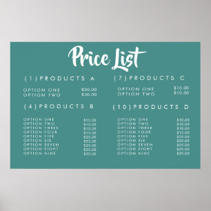 Poster Service Price Menu Custom Prinster