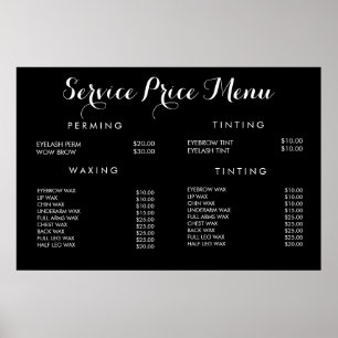 Poster Service Price Menu Custom Prinster