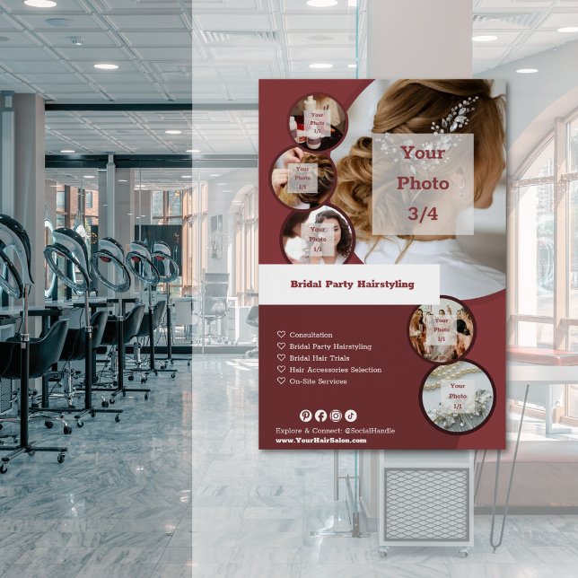 Poster Services de coiffure pour mariée personnalisables (Customizable Bridal Party Hairstyling Services Poster)