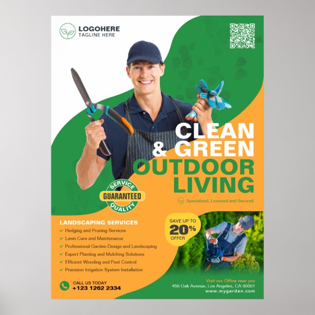 Poster Services de jardin professionnels, Paysage (Devant)