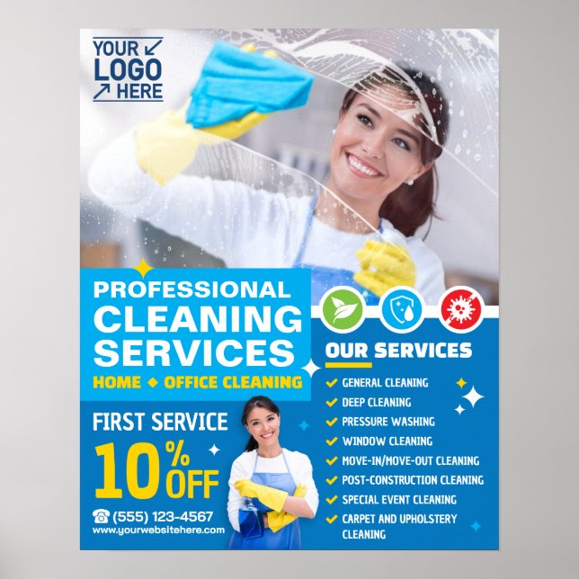 Poster Services de nettoyage professionnel - Modèle (Devant)