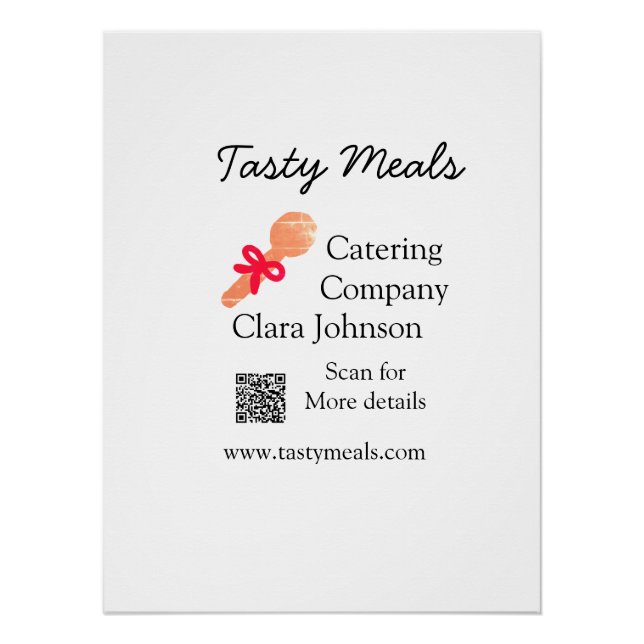 Poster Services de restauration ajouter nom QR code site  (Devant)