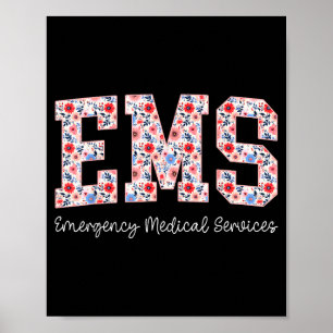 Poster Services médicaux d'urgence Floral Emt Wildflow