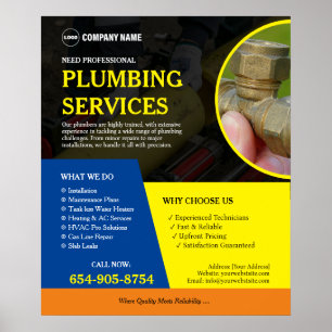 Poster Services professionnels de plomberie personnalisés