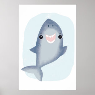 Poster Serviette Baby Shark pour garçons de chambre à thè