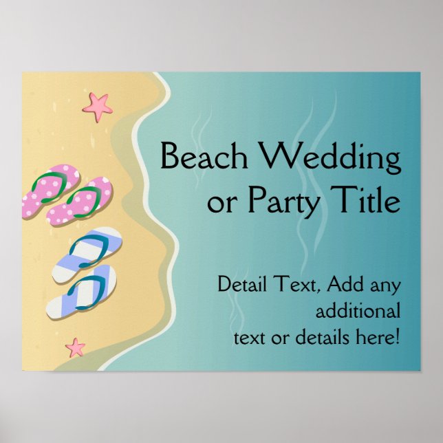Poster Ses tongs sur le mariage sur la plage (Devant)
