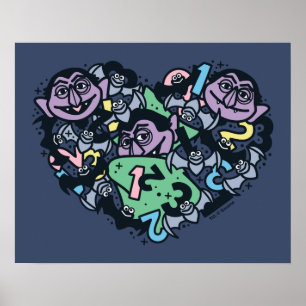 Poster Sésame Sésame Comte von Count Doodle Heart