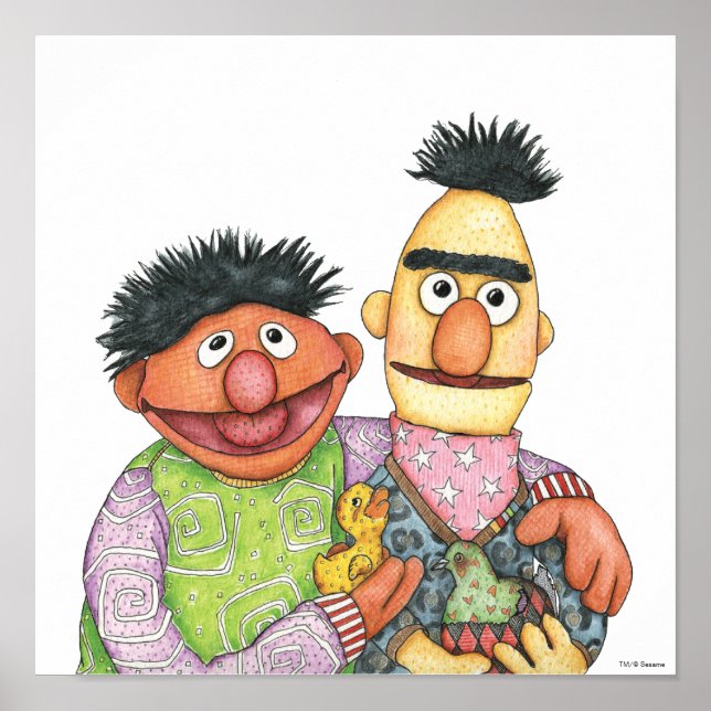 Poster Sesame Street Bert et Ernie Watercolor (Devant)