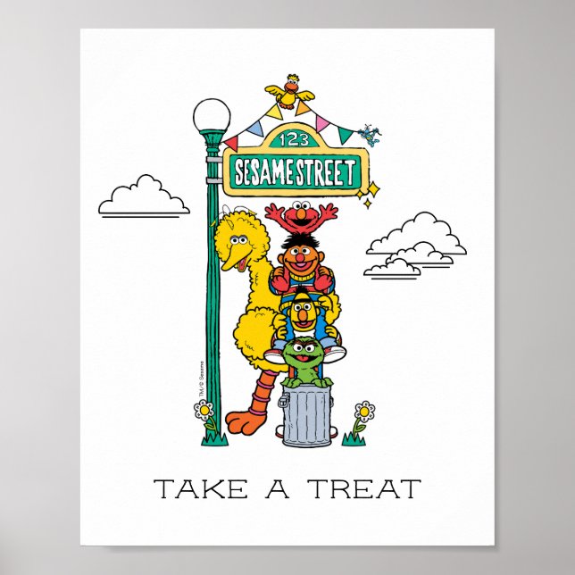 Poster Sesame Street Characters & Street Sign (Devant)