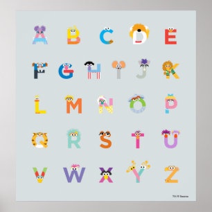 Poster Sesame Street   Lettres de l'alphabet