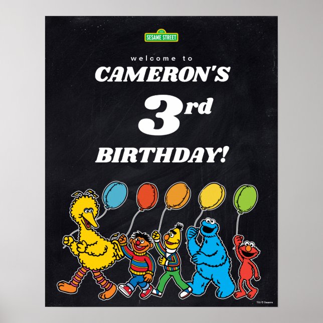 Poster Sesame Street Pals 3e Ballons d'anniversaire Bienv (Devant)