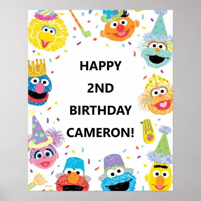 Poster Sesame Street Pals Confetti Anniversaire (Devant)