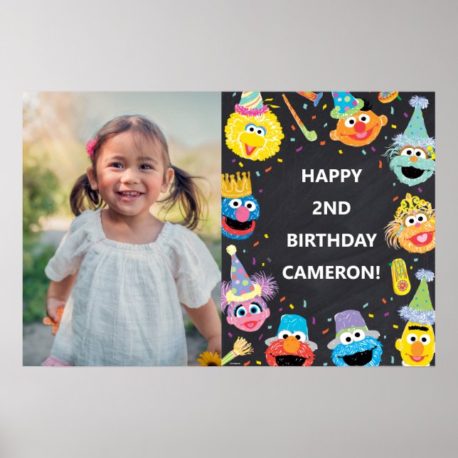 Poster Sesame Street Pals Confetti Photo Anniversaire (Devant)