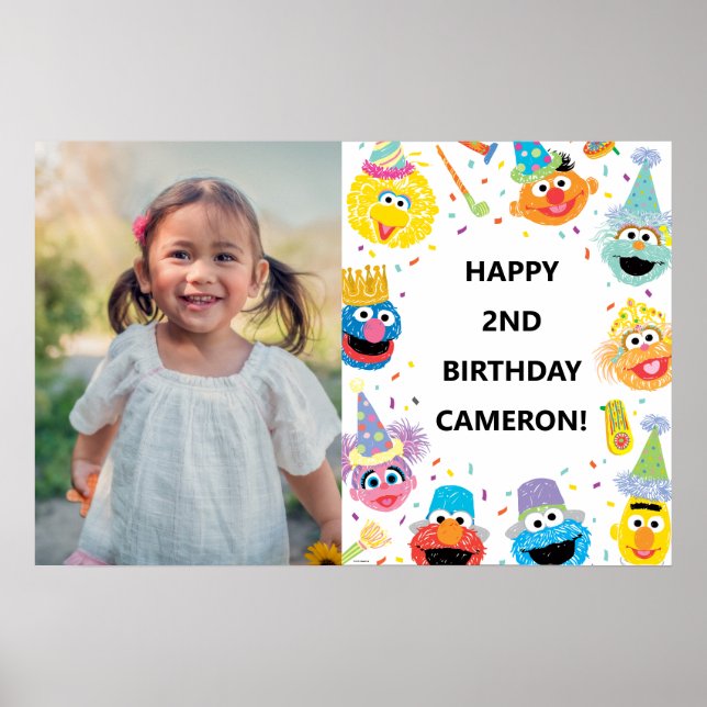 Poster Sesame Street Pals Confetti Photo Anniversaire (Devant)