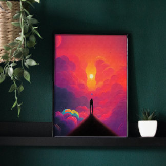 Poster Seule marche dans les nuages colorés