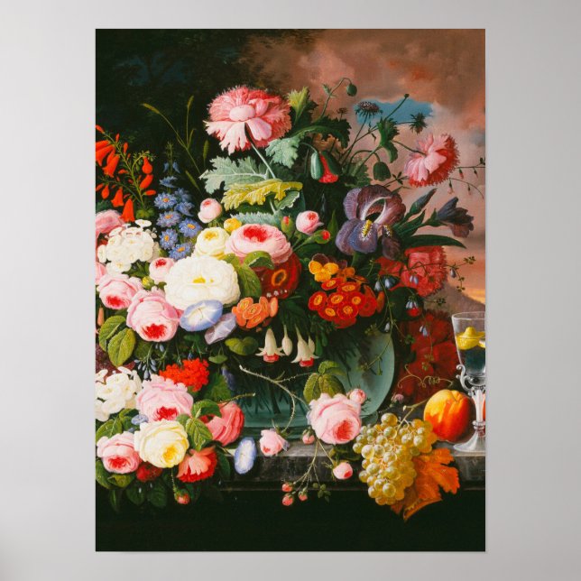 Poster Severin Roesen - Vie De Fleurs Et De Fruits (Devant)