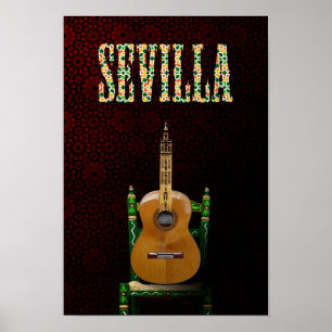 Poster SÉVILLE. Guitare flamande avec Girouette de