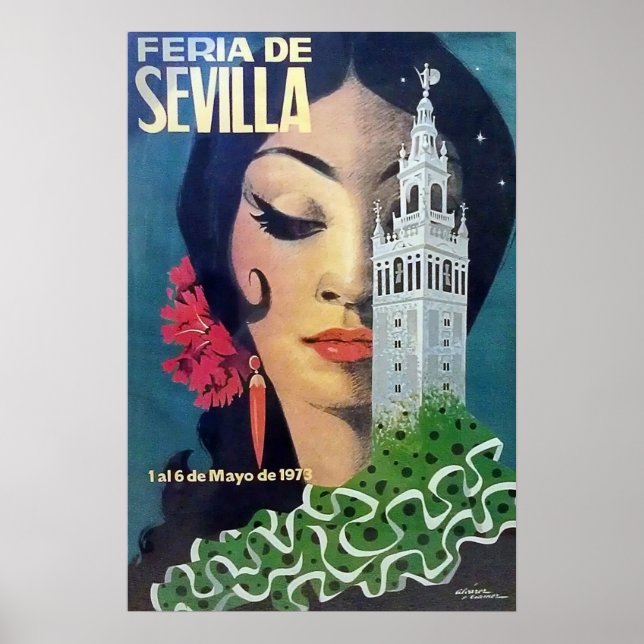 Poster Séville, tour de la ville, femme aux cheveux noirs (Devant)