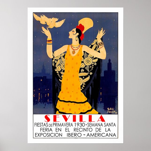Poster Séville, ville, Espagne, tourisme promotionnel vin (Devant)