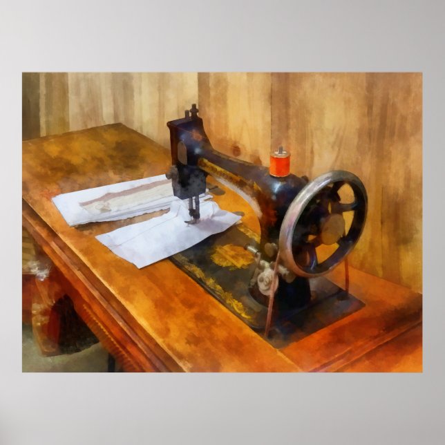 Poster Sewing machine With Orange Thread (Devant)