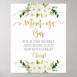 Poster Sexe Neutre blanc fleuri signe barre momosa