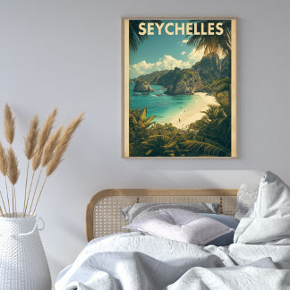 Poster Seychelles Sérénité – Île Tropicale Vintage