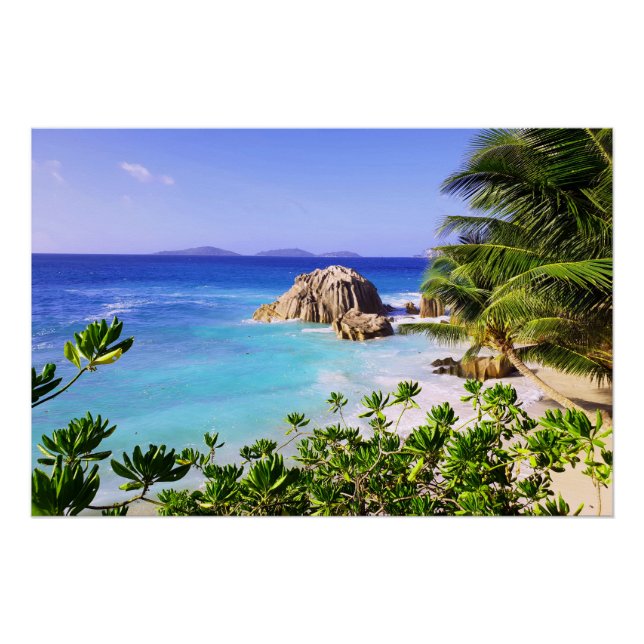 Poster Seychelles Tropical Island Beach (Devant)