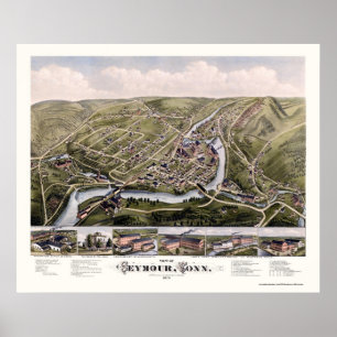 Poster Seymour, carte panoramique de CT - 1879