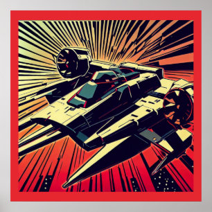 Poster SF - Anime Starfighter Woodcut 1