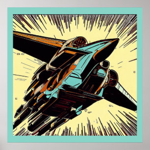 Poster SF - Anime Starfighter Woodcut 3