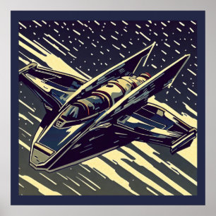 Poster SF - Anime Starfighter Woodcut 4