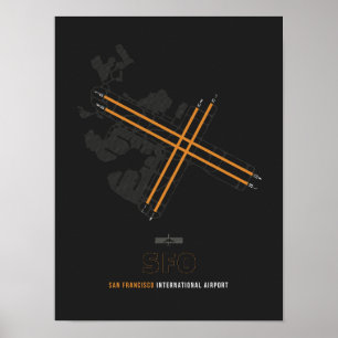Poster SFO - San Francisco Airport Runway Diagram Art