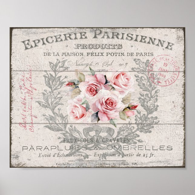Poster Shabby Chic Blush Roses Wreath Télécharger l'affic (Devant)