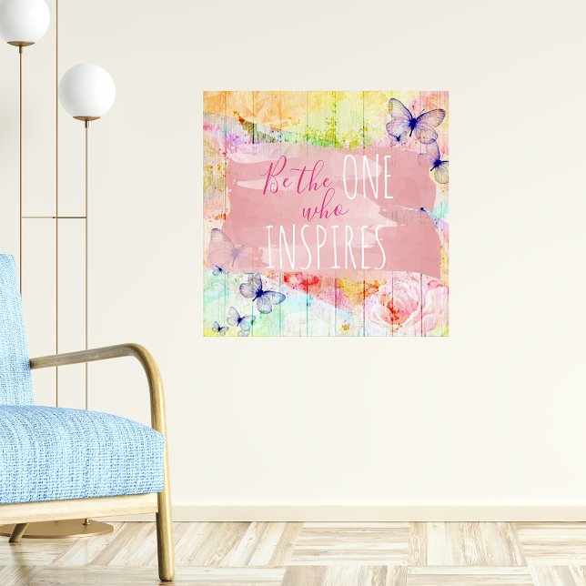 Poster Shabby Chic Butterflies & Roses sur citation en bo (Créateur téléchargé)