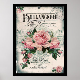 Poster shabby chic, découpage, victorien, français chic, 