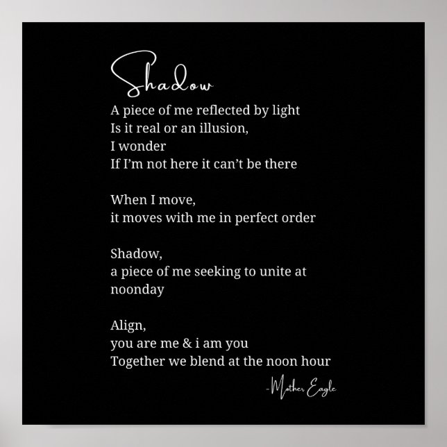 Poster Shadow Self Love Encouragement poème inspiré (Devant)