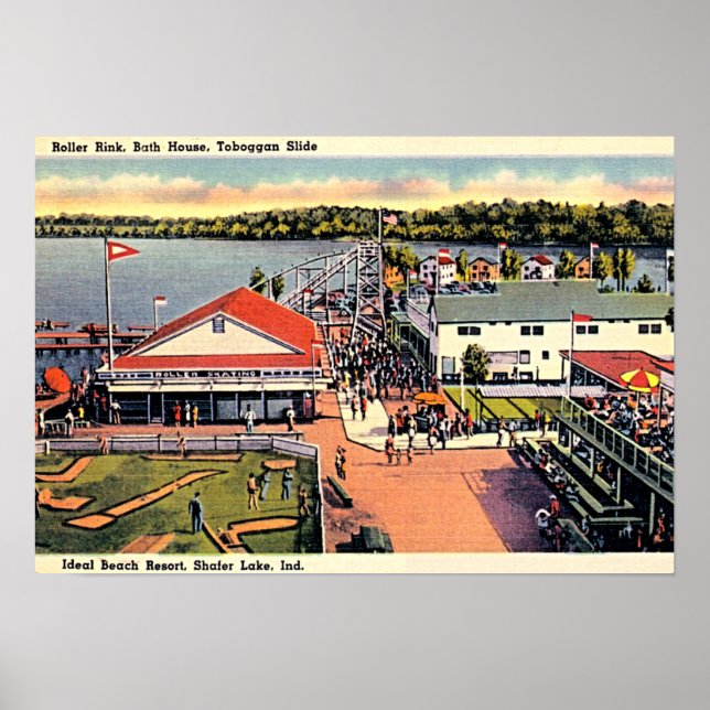 Poster Shafer Lake, Indiana Ideal Beach Resort (Devant)