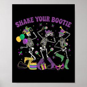 Poster Shake Your Bootie Skeleton Mardi Gras Cowboy Boot