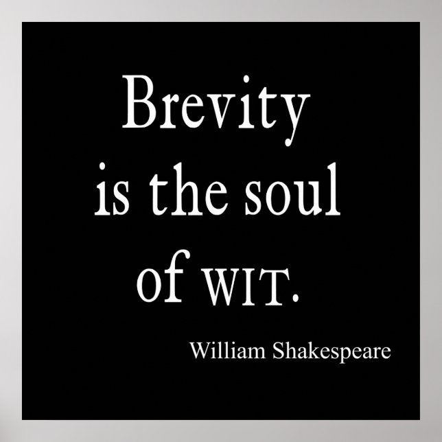 Poster Shakespeare Citation Brevity est l'âme de Citation (Devant)
