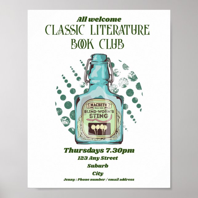 Poster Shakespeare Macbeth Book Club (Devant)