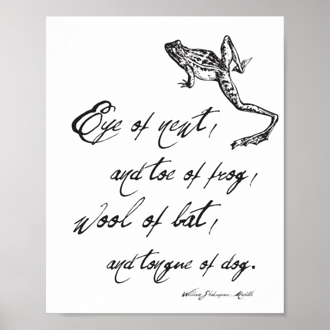 Poster Shakespeare Macbeth Spell Citation & Frog Hallowee (Devant)