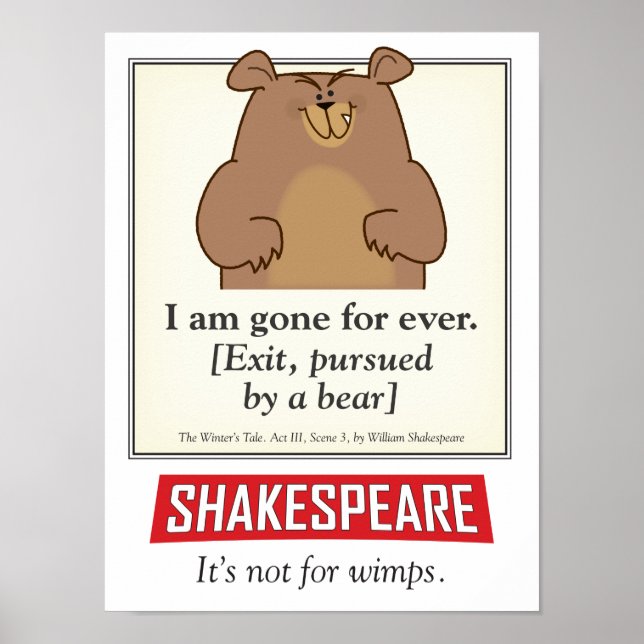 Poster Shakespeare. Pas pour les mauviettes. (Devant)