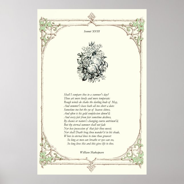 Poster Shakespeare Sonnet # 18 (Devant)