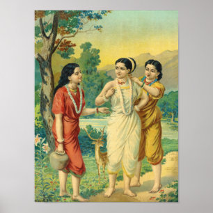 Poster Shakuntala Sakhi par Raja Ravi Varma