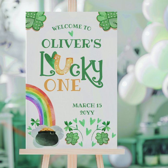 Poster Shamrock arc-en-ciel Lucky One Premier anniversair (Lucky One 1st Birthday St Patricks Themed Poster by Darling & May)