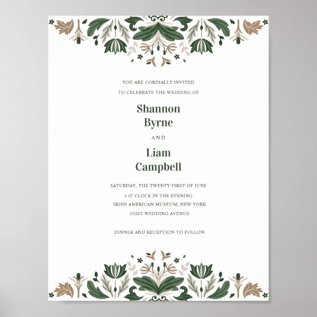 Poster Shamrock d'art populaire irlandais Celtic Mariage  (Devant)