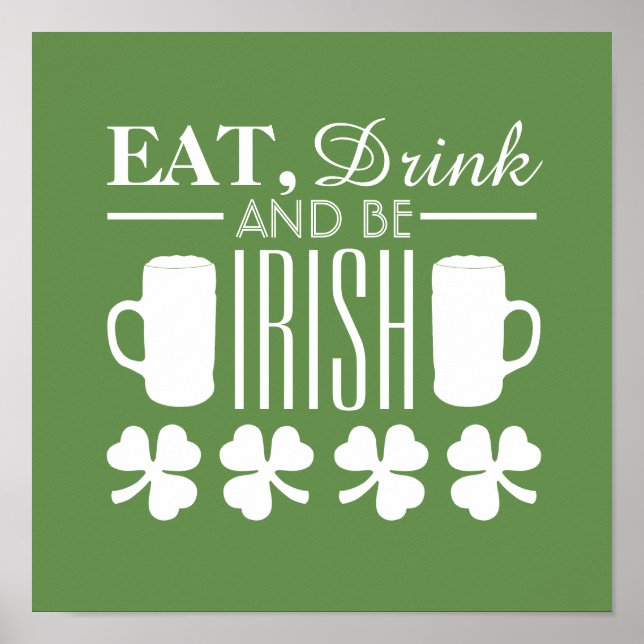 Poster Shamrock et bière (Devant)