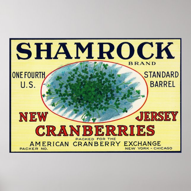 Poster Shamrock Marque Cranberry Étiquette (Devant)